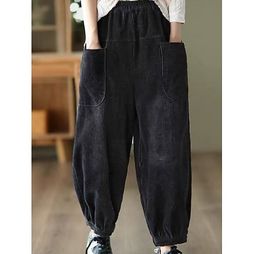 Damen Hose Sommerhose Baggy-Hosen Strandhose Urlaub Mode Streetwear Knöchellang Hohe Taille Einfach Tasche Elastischer Bund Komfort Weich Atmungsaktiv Dehnbar Strand Ferien Schwarz Grün Aprikose Image