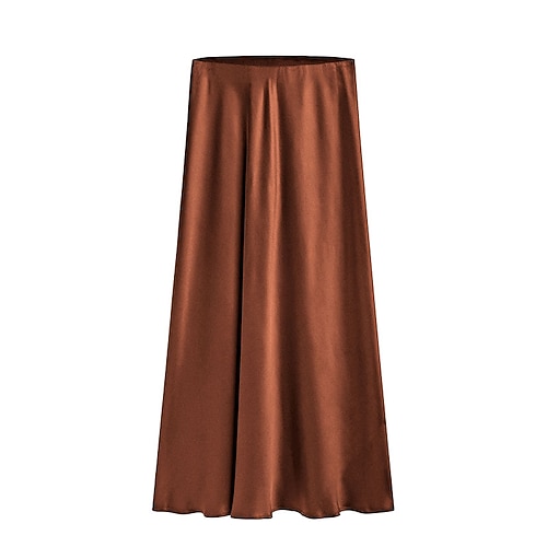 Damen Elegant Mode Maxi Hohe Taille Röcke Einfach Gespleißte Enden Mikroelastisch Täglich Straße Apfel Grün Schwarz Champagner Armeegrün Sommer Spandex Polyester Image