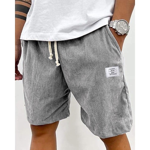 Herren Shorts Freizeitshorts Cordshorts Tasche Elastischer Bund Einfach Komfort Atmungsaktiv Knielang Outdoor Urlaub Alltagskleidung Urlaub Mode Weiß Marineblau Mikroelastisch Image