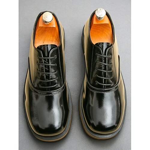 Schwarze Oxford-Schuhe für Herren – klassische Schnürschuhe mit strapazierfähiger Sohle, ideal für Business, Büro, formelle Anlässe und Hochzeiten. Image