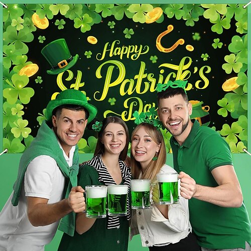 St. Patricks Day Tapisserie Banner Decke Kleeblatt Niedlich Romantisch 3D Schlafzimmer Wohnzimmer Wohnheim Jugendzimmer Studentenwohnheim Wandveranda Wohndeko Image