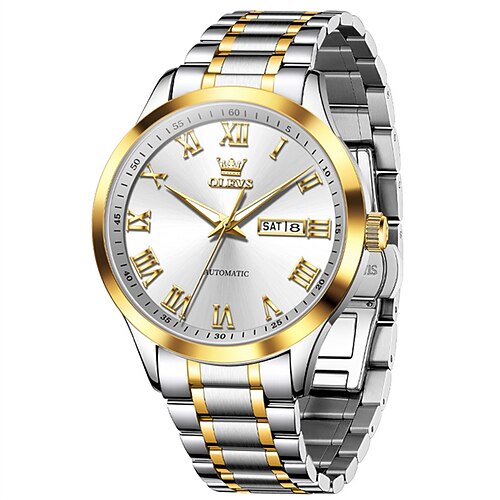 Die neue Olevs Herrenmechanik Business Uhr mit leuchtendem Kalenderdisplay lässige wasserdichte Sport automatische mechanische Armbanduhr Valentinstag Geschenk für Männer Image