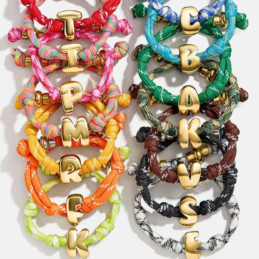 10 pezzi braccialetto di corda intrecciata di colore braccialetto di lettere di corda braccialetto di colore intrecciato fatto a mano in rilievo braccialetti con fibbia live a doppio strato fai da te