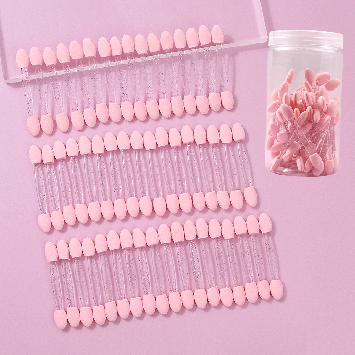 50 stücke Einweg Lidschatten Pinsel Make-Up Dual Seitige Schwamm Nylon Set Lidschatten Pinsel Für Kosmetische Applikator Make-Up-Tools Image