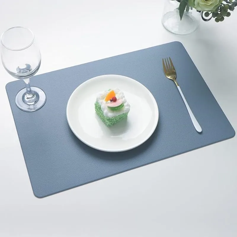 1/6/10 Stück Tischsets, Leder-Tischsets, wasserdicht, hitzebeständig, leicht zu reinigen, für Esstisch-Set, Küchentisch, Hellblau