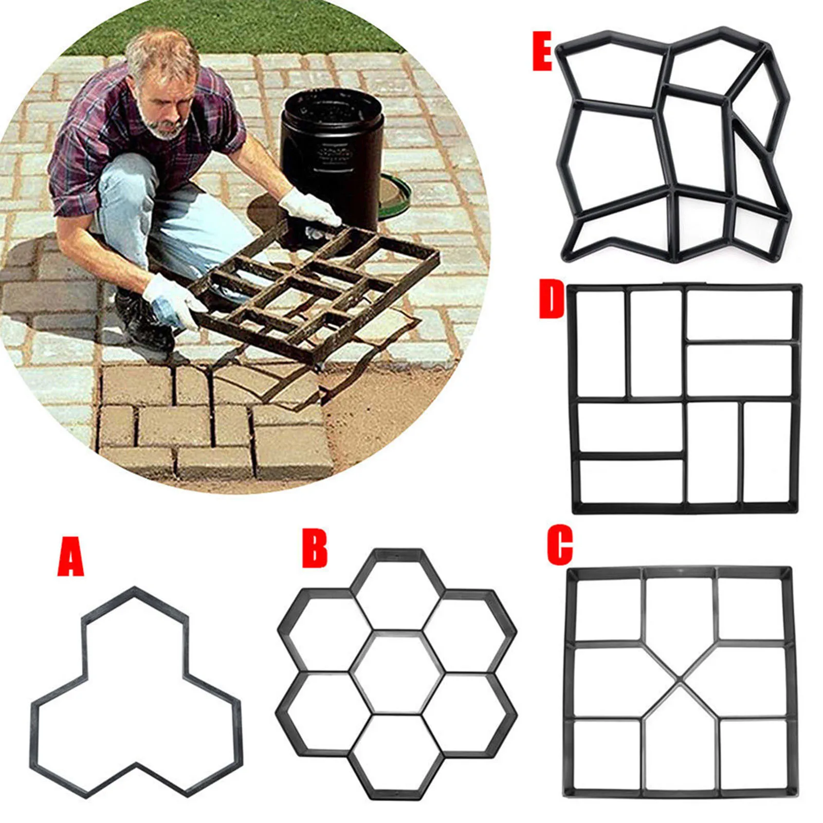 Gehweg Zement formen regelmäßig verdickte Kunststoff DIY Beton formen Formen für Terrasse Rasen & Garten Image