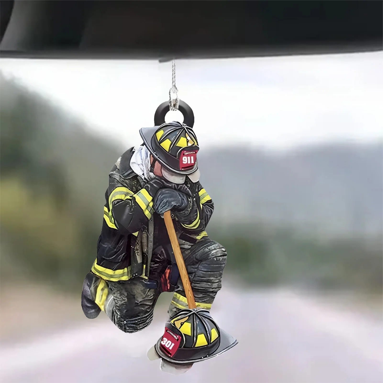 Feuerwehr mann Thema Anhänger mit Lanyard hinzufügen Weihnachten Ambiente Behänge für Tisch Bücherregal Kamin Dekor Image