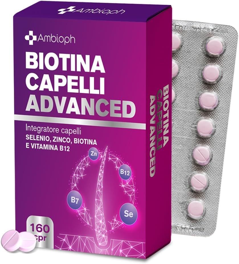 AMBIOPH - Biotina Capelli ADVANCED Integratori per con Zinco, Selenio