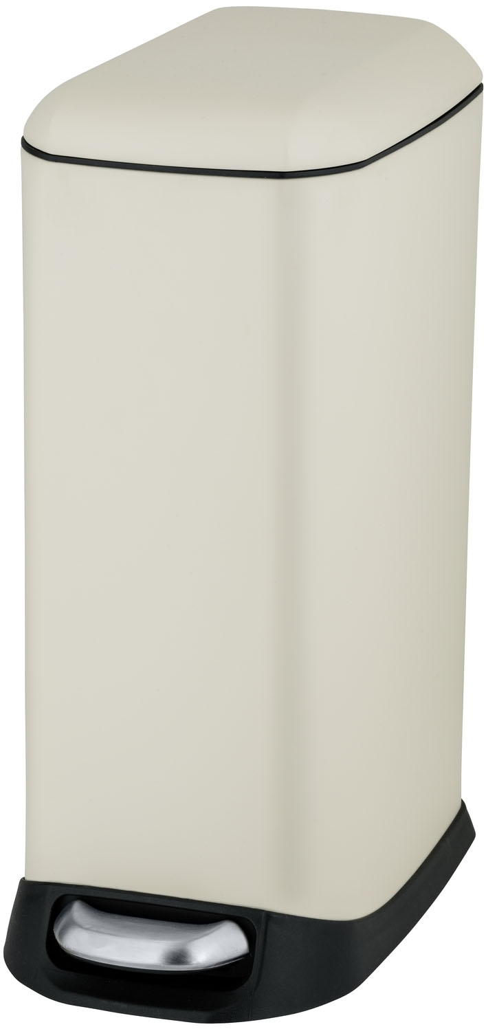 Mülleimer WENKO "Modell Design", creme, B:20,5cm H:46cm T:36cm, Edelstahl, Kunststoff, Mülleimer, Mülleimer, Abfalleimer mit Absenkautomatik und herausnehmbarem Einsatz