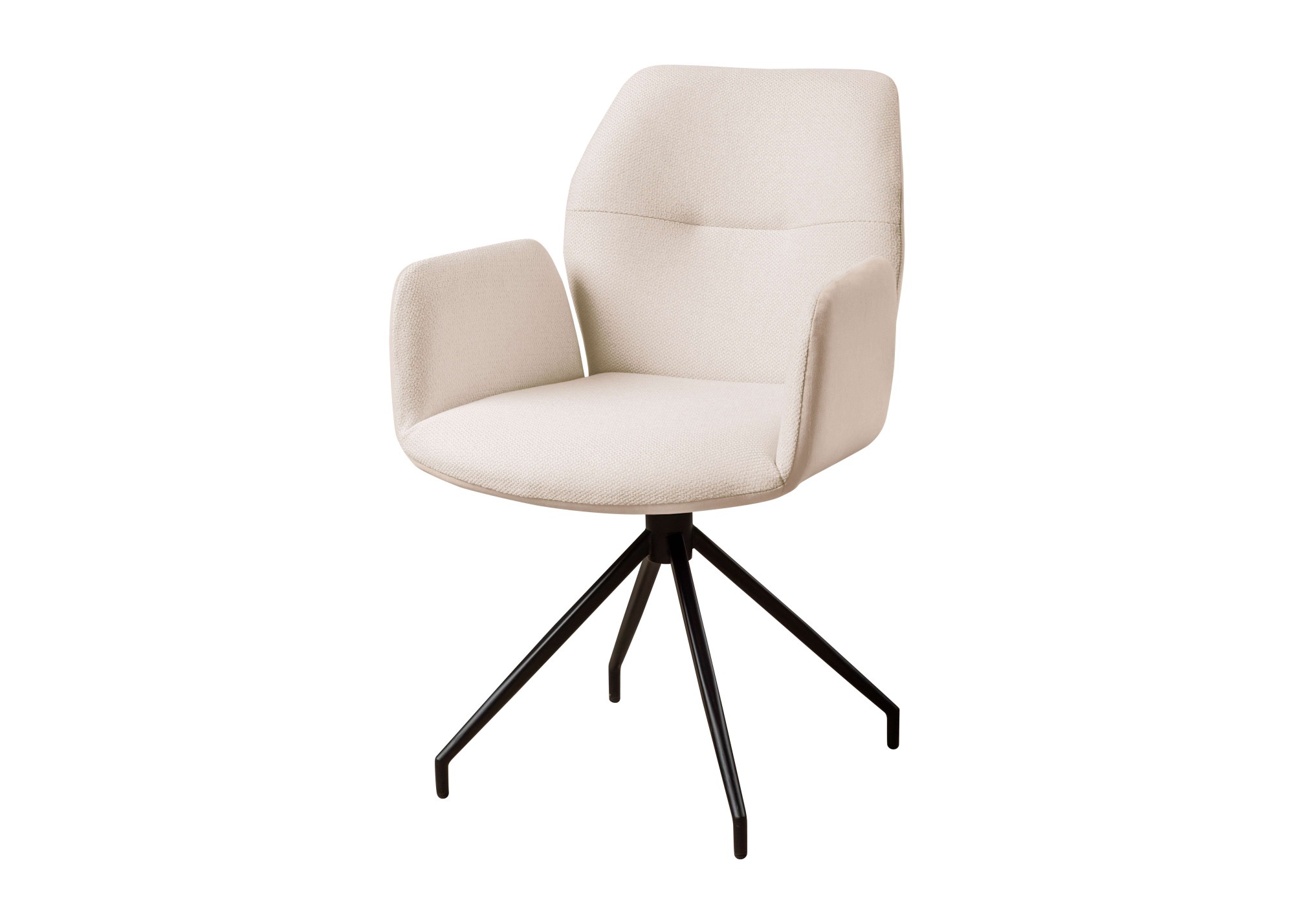 Armlehnstuhl HOME AFFAIRE "Bruna Drehstuhl, Polsterstuhl, Esszimmerstuhl, Küchenstuhl, 4-Fußstuhl", hellbeige, schwarz, B:60cm H:89cm T:64cm, Metall, Polyester, Sperrholz, Stühle, Armlehnstuhl
