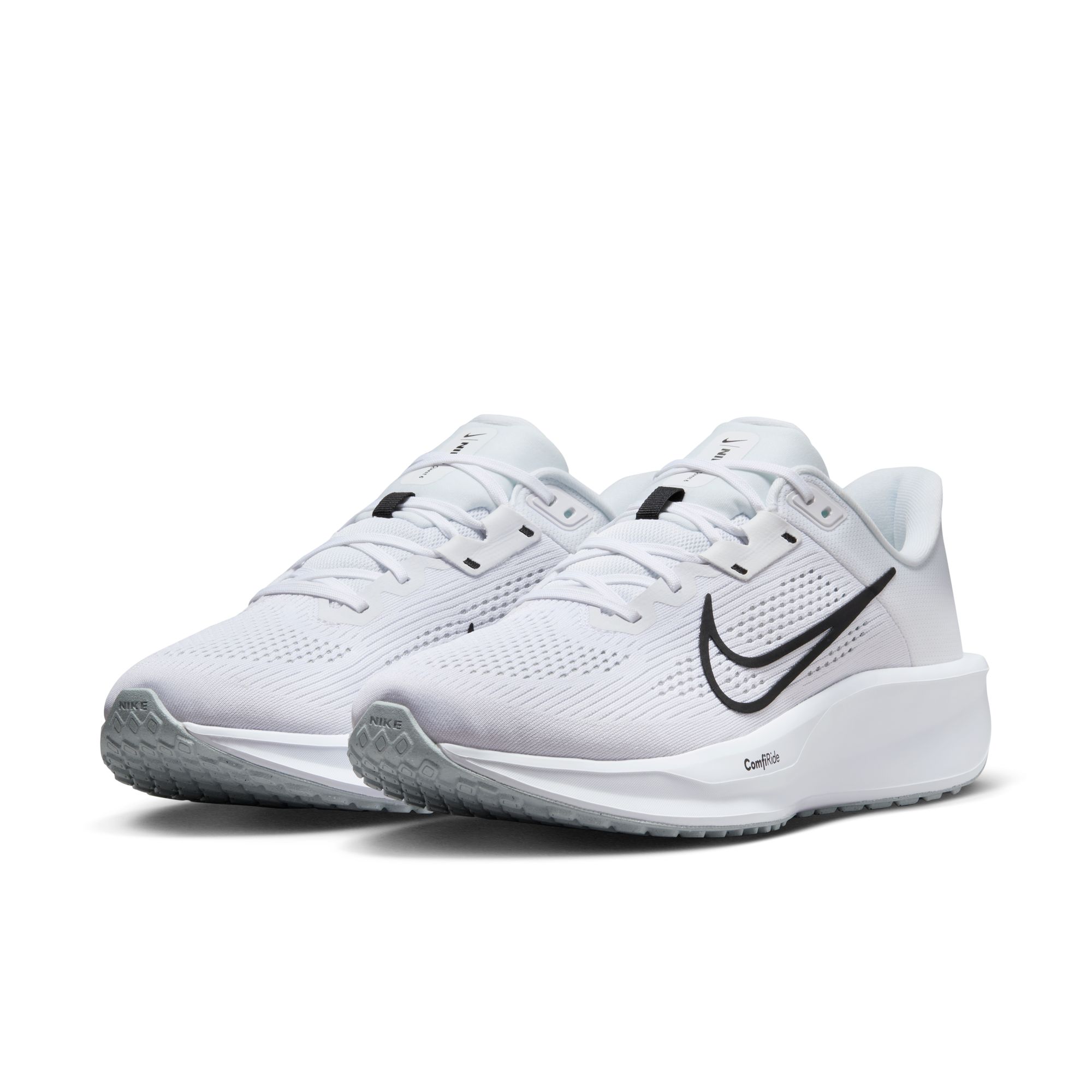 Laufschuh NIKE "QUEST 6", Herren, Gr. 41, weiß, schwarz, pure platinum, Textil, Schuhe Laufschuh