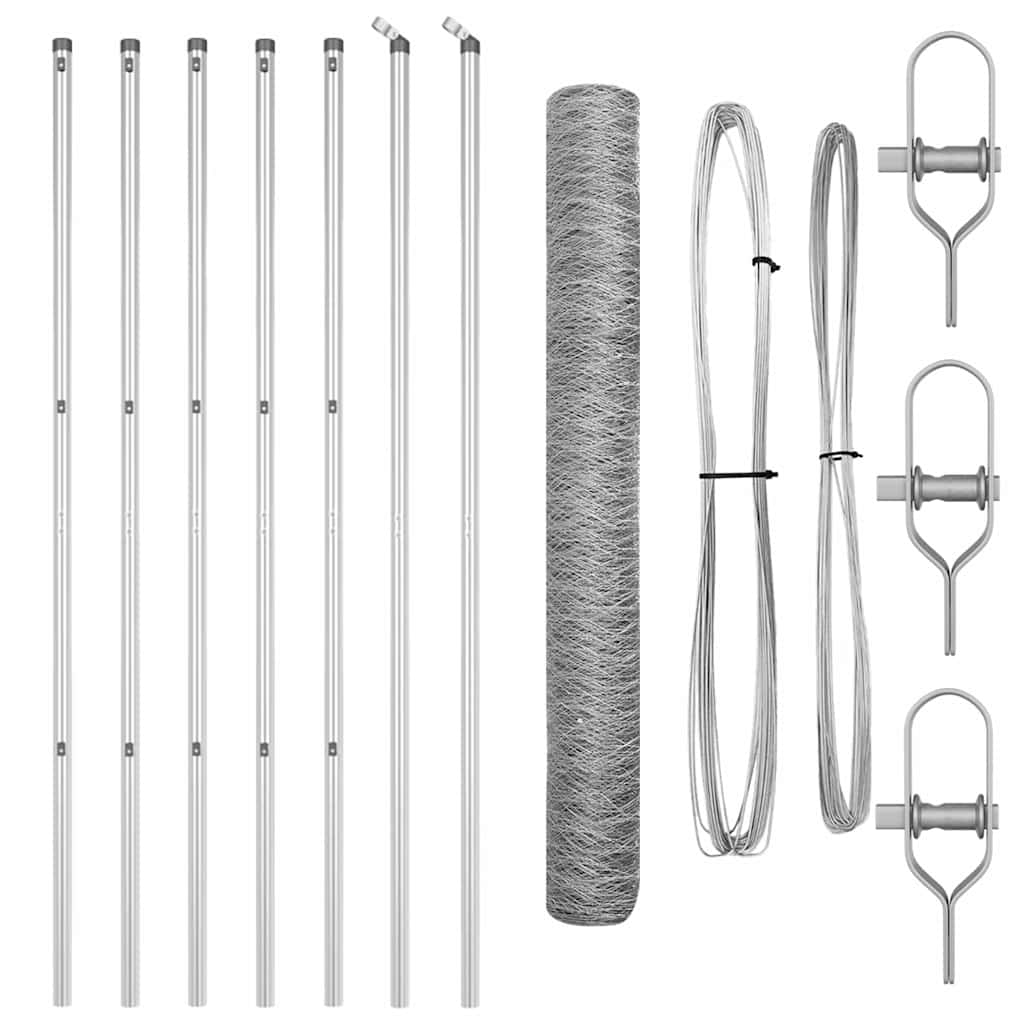 vidaXL Zaunpfosten Silber 10 x 1 m (50 mm Netz) Stahl Image