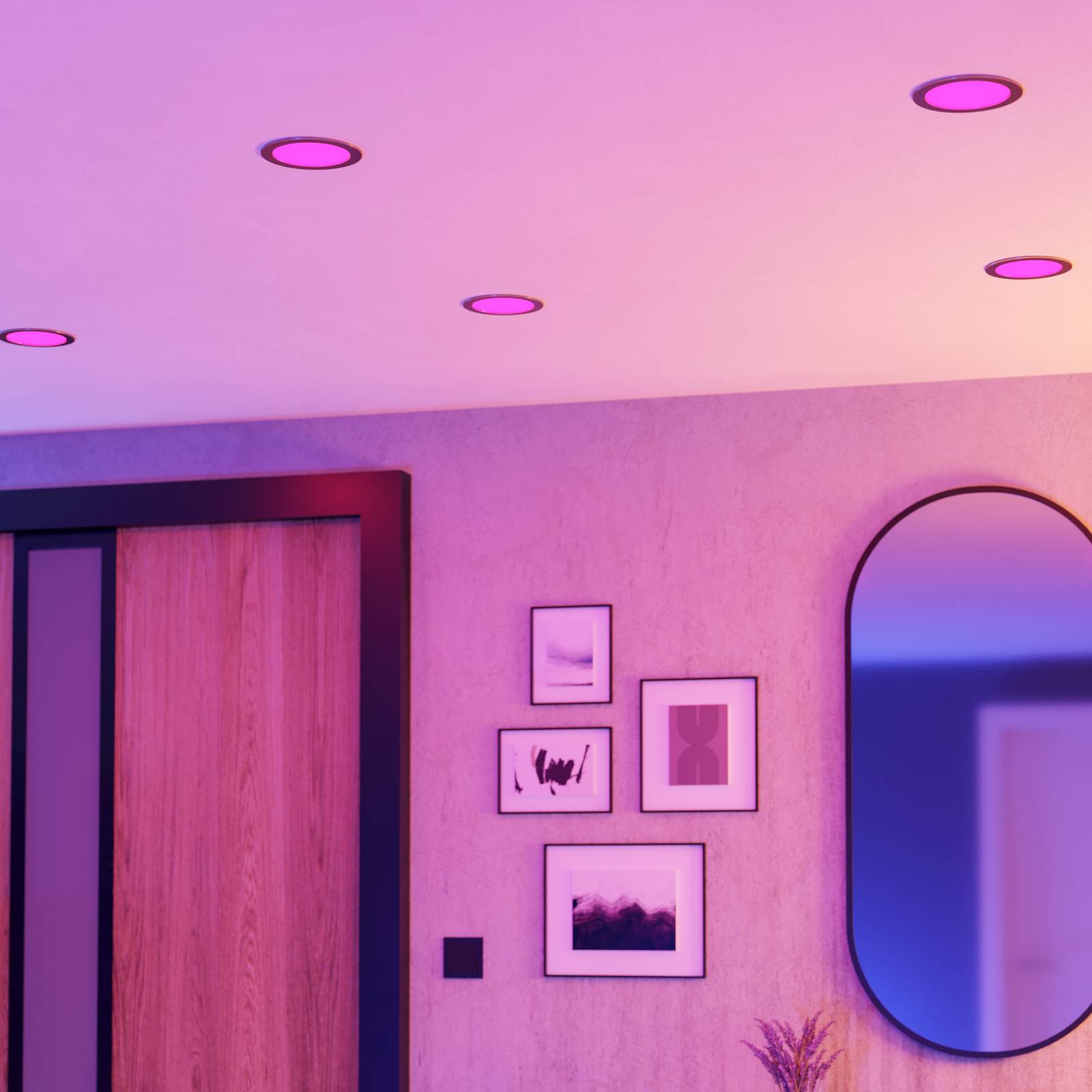 EGLO connect Smart-LED-Einbauleuchte Fueva 6-Z, grau, Ø 16cm dimmbar, alu / grau / zink, für Wohn- / Esszimmer, Kunststoff, Modern, Smart Home Einbaulampe