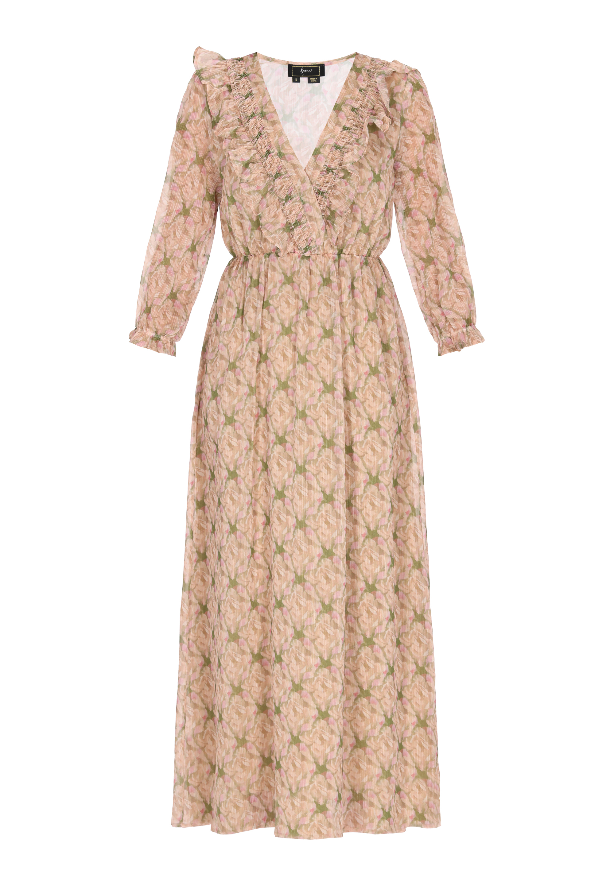 Faina Kleid Frauen beige mehrfarbig M