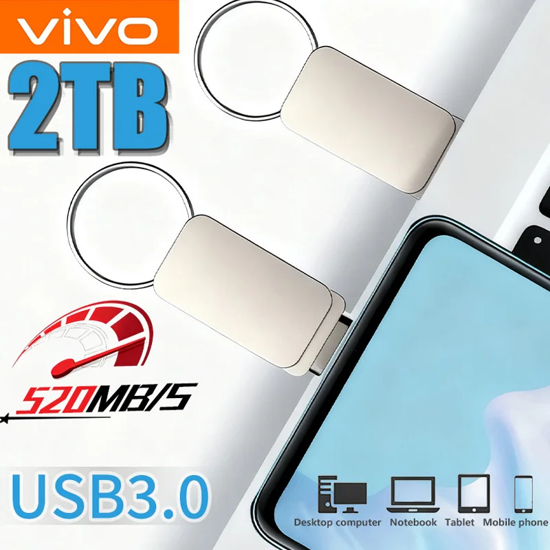 VIVO 2 to USB 3.0 clés Flash haute vitesse métal clé USB 1 to 512GB 256GB clé USB clé USB pour voiture téléphone ordinateur PS5