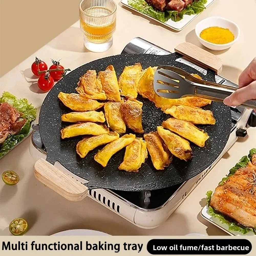 Mehrzweck-Grillplatte zum Kochen mit Antihaft-Design, gleichmäßige Wärmeleitung, leicht zu reinigen und zu tragen für Grillbegeisterte Image