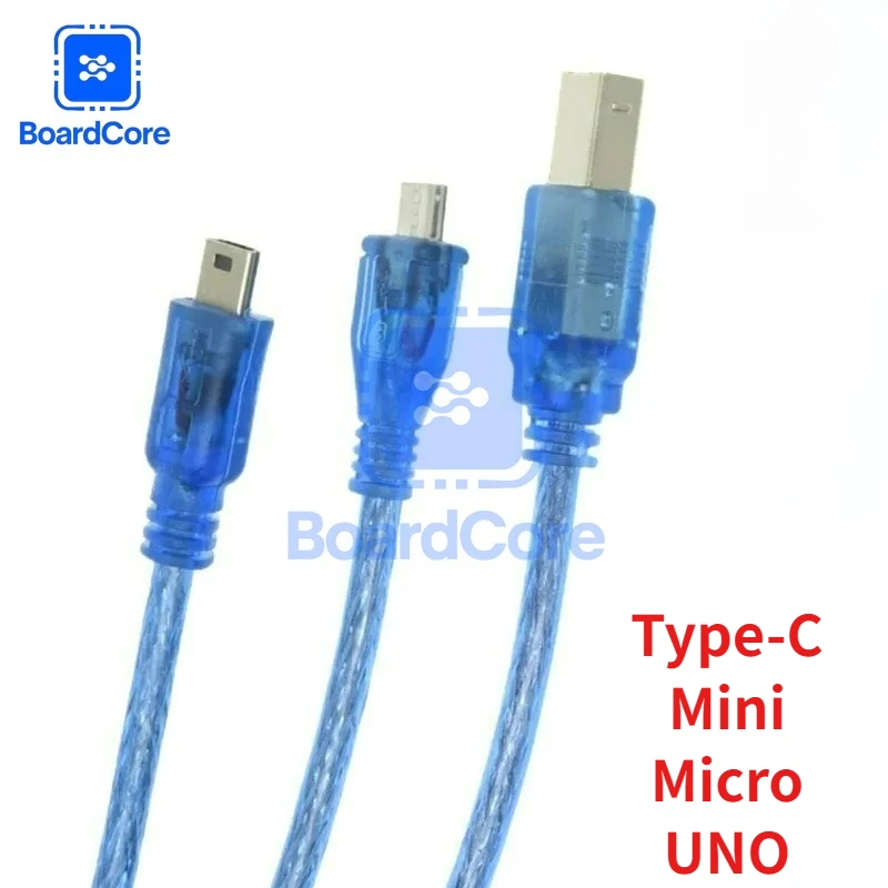 1/3 Stück USB 2.0-Druckerkabel 30 cm für Aarduno 2560 Due Por Micro Mini USB zu UNO/MICRO DUE/MINI NANO/TYPE-C Image