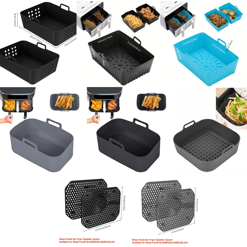 Mehrere Air Fryer Silikon Tablett Ofen Backen Korb Liner Einsatz Gericht Gebratenes Huhn für Airfryer Zubehör mehrere Modelle Image