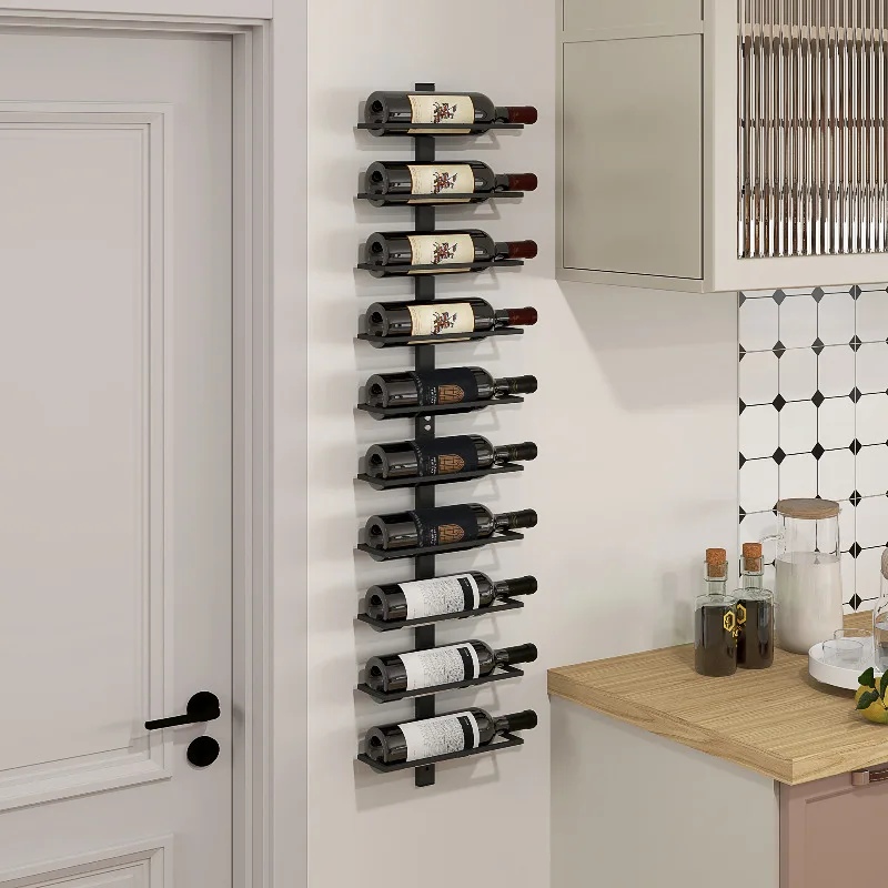 Casier à vin, casier à bouteilles pour 10 bouteilles de vin, porte-bouteille mural, casier à bouteilles de vin pour cuisine, salle à manger, noir