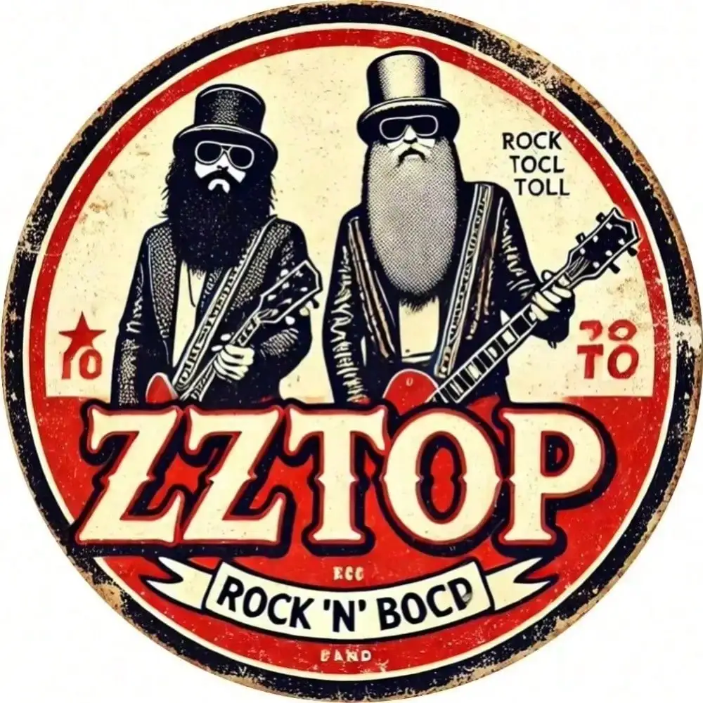 Vintage-Metallschild, 20,3 x 20,3 cm, Retro-Rockband, Wandkunst, langlebiges Aluminium-Dekor für Zuhause, Büro, Schlafzimmer, Bar, Café Image