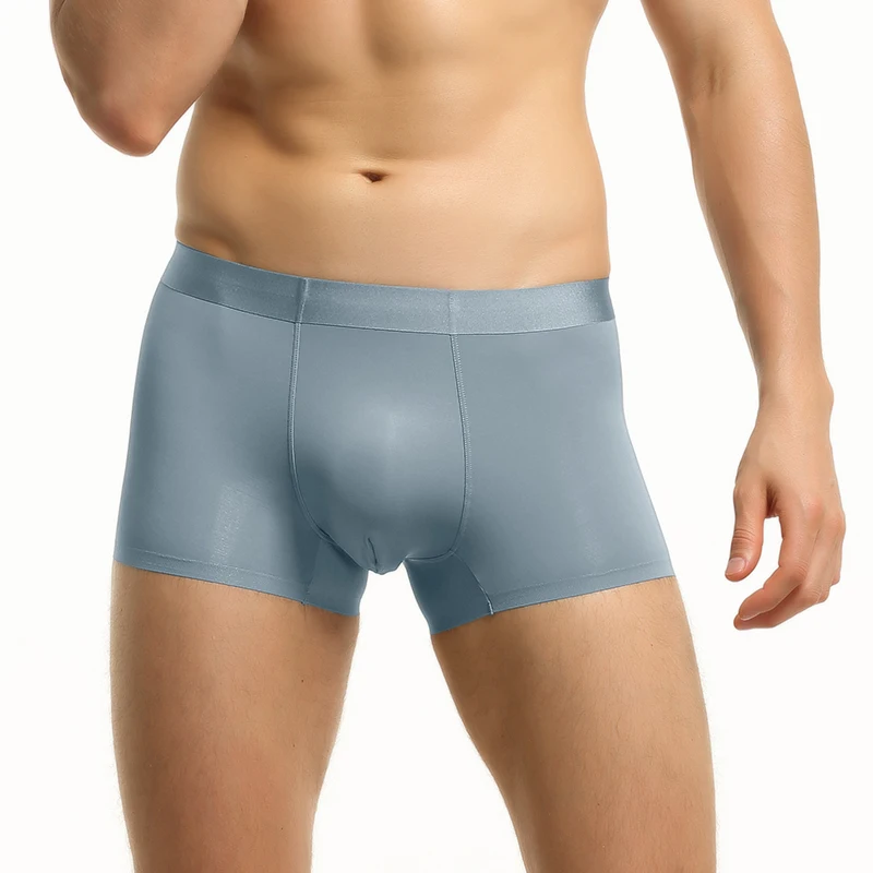 Herrenunterwäsche, nahtlose flache Herrenhose aus Eisseide, bequem und atmungsaktiv, sommerlich dünn, sportlich, viereckig, personalisiert Image