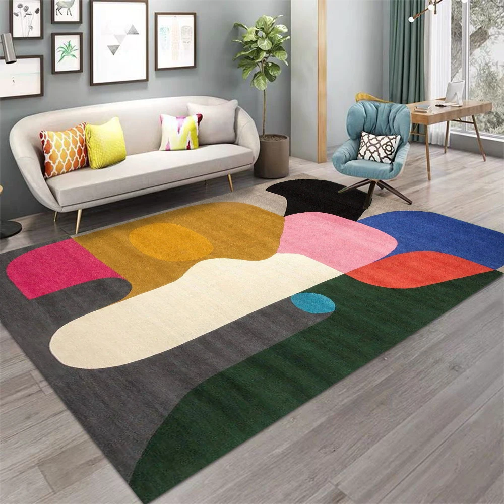 Morden Teppiche, abstrakter geometrischer Muster-Teppich, luxuriöser Teppich für Schlafzimmer, Bodenmatte, Badezimmer-Fußmatte, Wohnzimmer, Anti-Rutsch-Matte Image