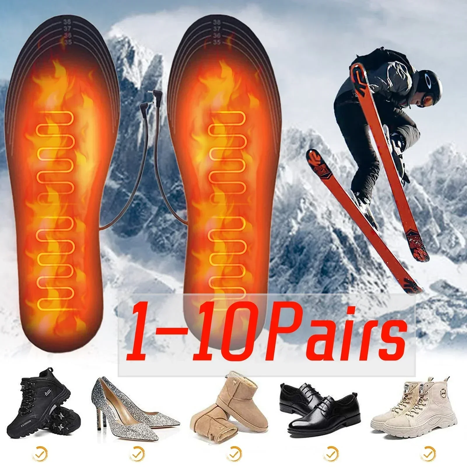 USB Beheizte Einlegesohlen Schuh Elektrische Fuß Erwärmung Pad Füße Wärmer Socke Pad Matte Winter Outdoor Sport Heizung Einlegesohle Winter Warm Image