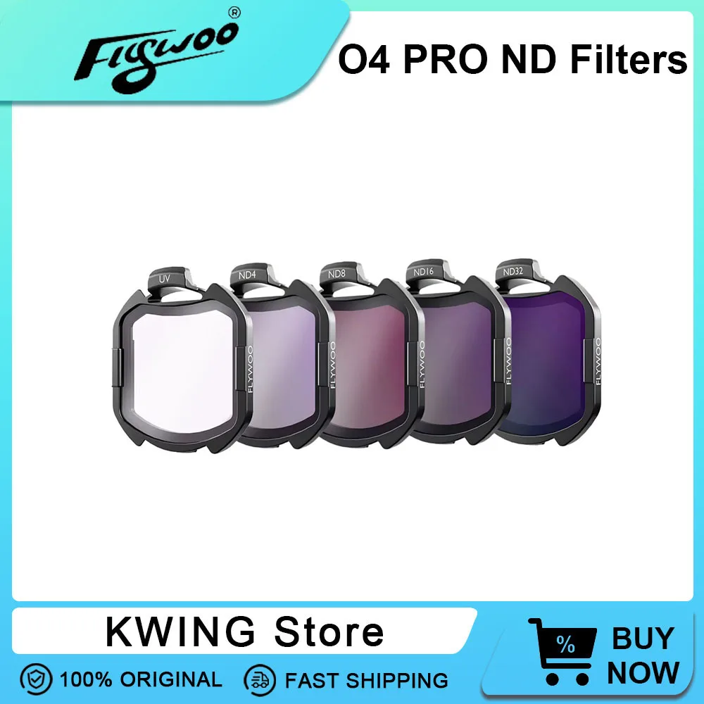 Flywoo ND Filters V2 für DJI O4 PRO ND Filters Set (ND UV ND4 ND8 ND16 ND32) kompatibel mit allen O4 PRO Frame Kit und Drohnen Image