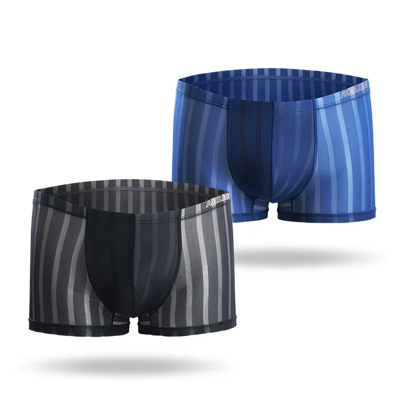 2PC männer unterwäsche männer boxershorts sommer atmungsaktive jugend mode dünne boxershorts sexy eis seide sport unterhosen Image