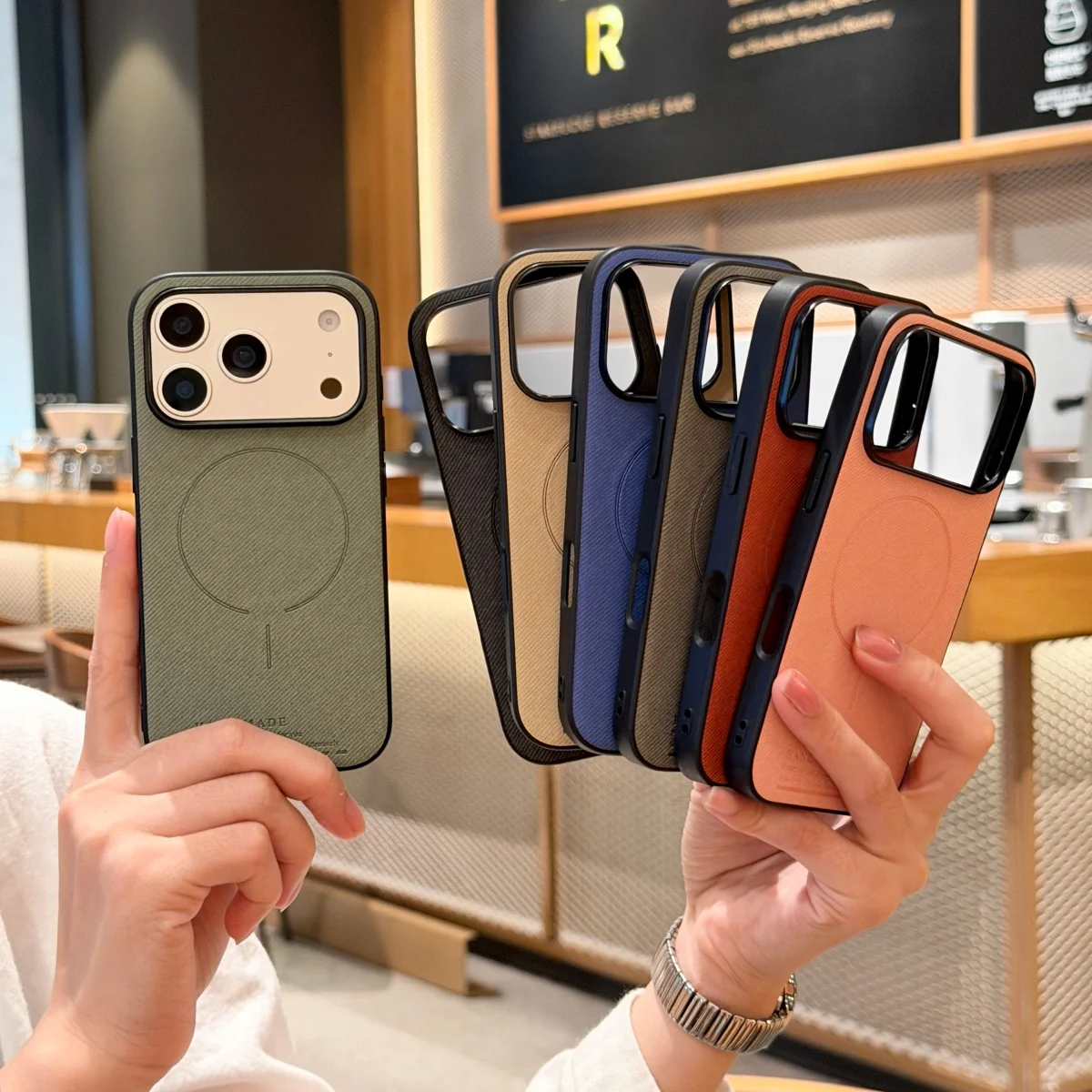 Magnetische Luxus-PU-Leder-Handyhülle für iPhone 17 Pro Max Air 16 Plus 17 Pro, ultradünne Rüstung, stoßfest, für Magsafe Hard Cover Image
