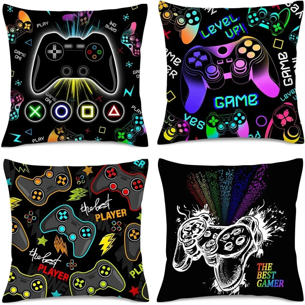 Bunte Game-Controller-Kissenbezüge für Gamer Delight, Sofa- und Stuhlkissenbezüge, Zuhause, Schlafzimmer, Raumdekoration (kein Kern), 1 Stück Image