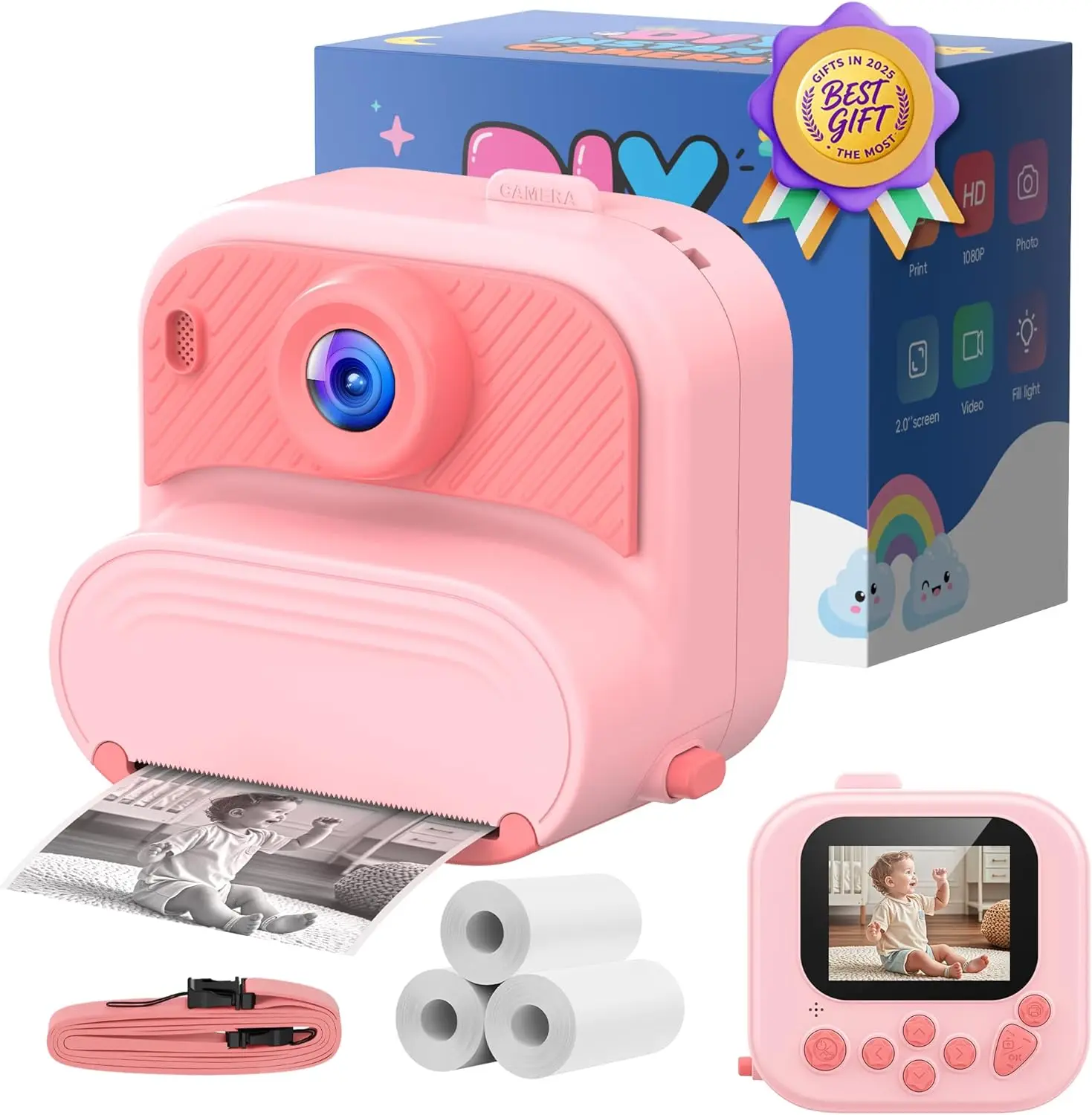 48MP DIY Sofortbildkamera für Kinder 1080P HD Kleinkindkamera im Alter von 3–12 Jahren Spielzeugkameras Weihnachtsgeschenkidee mit Druckfunktion Image