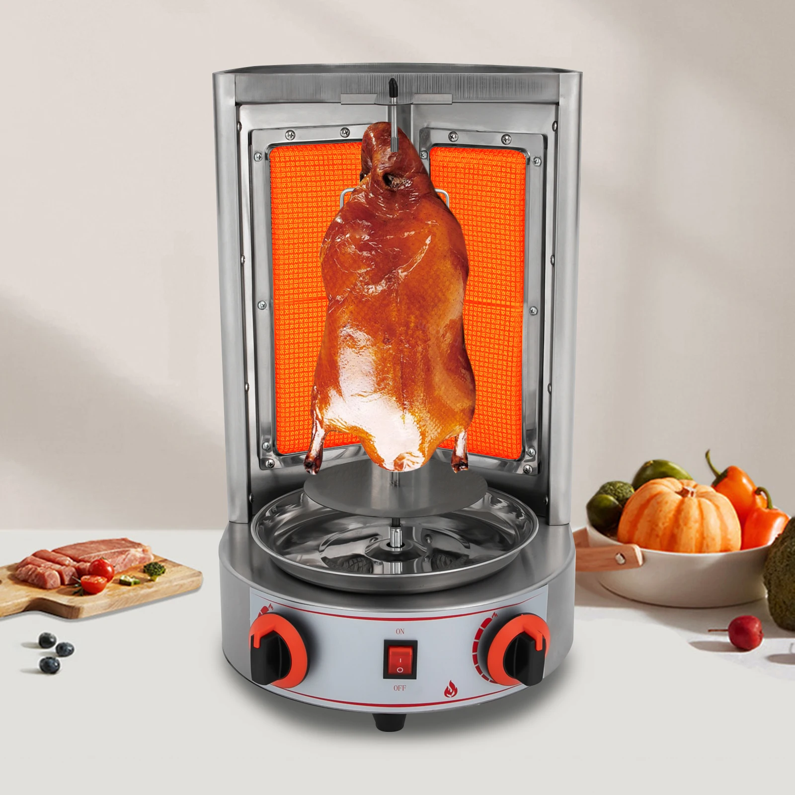 Grill de barbecue à viande commercial Grill à gaz électrique 360 ° Machine rotative automatique de barbecue de dinde pour la cuisine de maison