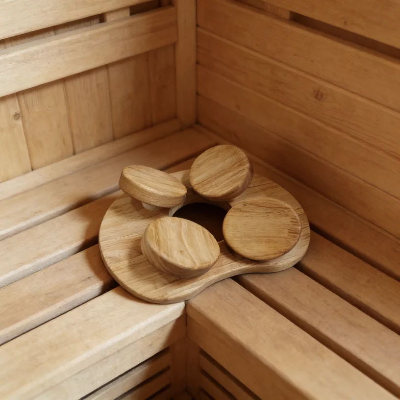 Saunakopfstütze aus Holz mit 360° ° Verstellbare Unterstützung für Saunakissen, Entspannung, Naturholzzubehör für Zuhause, Spa, Fitnessstudio