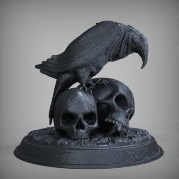 File per stampante 3D, modello STL, file per stampa 3D, modello di corvo 3D, modello di teschio 3D, file per stampa digitale, STL per stampa, STL per