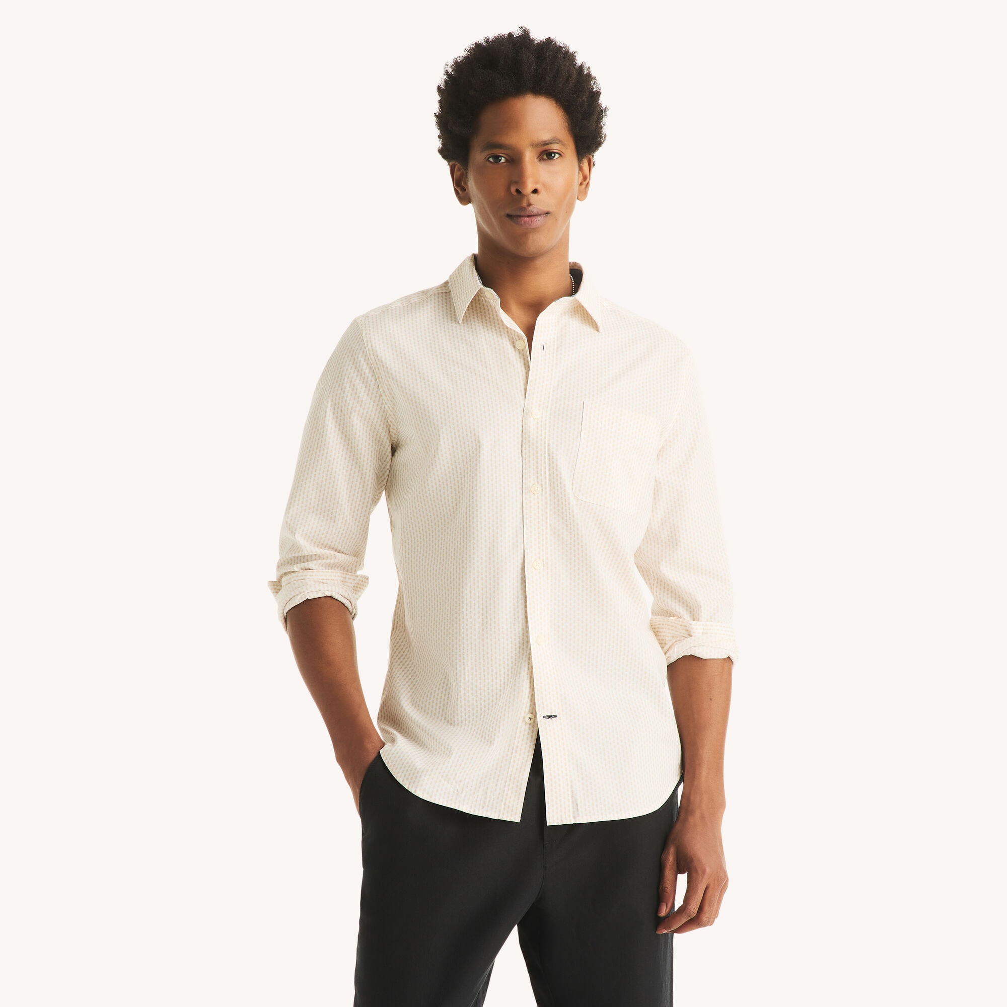 Nautica Men's Printed Shirt 101 (Bright White), L