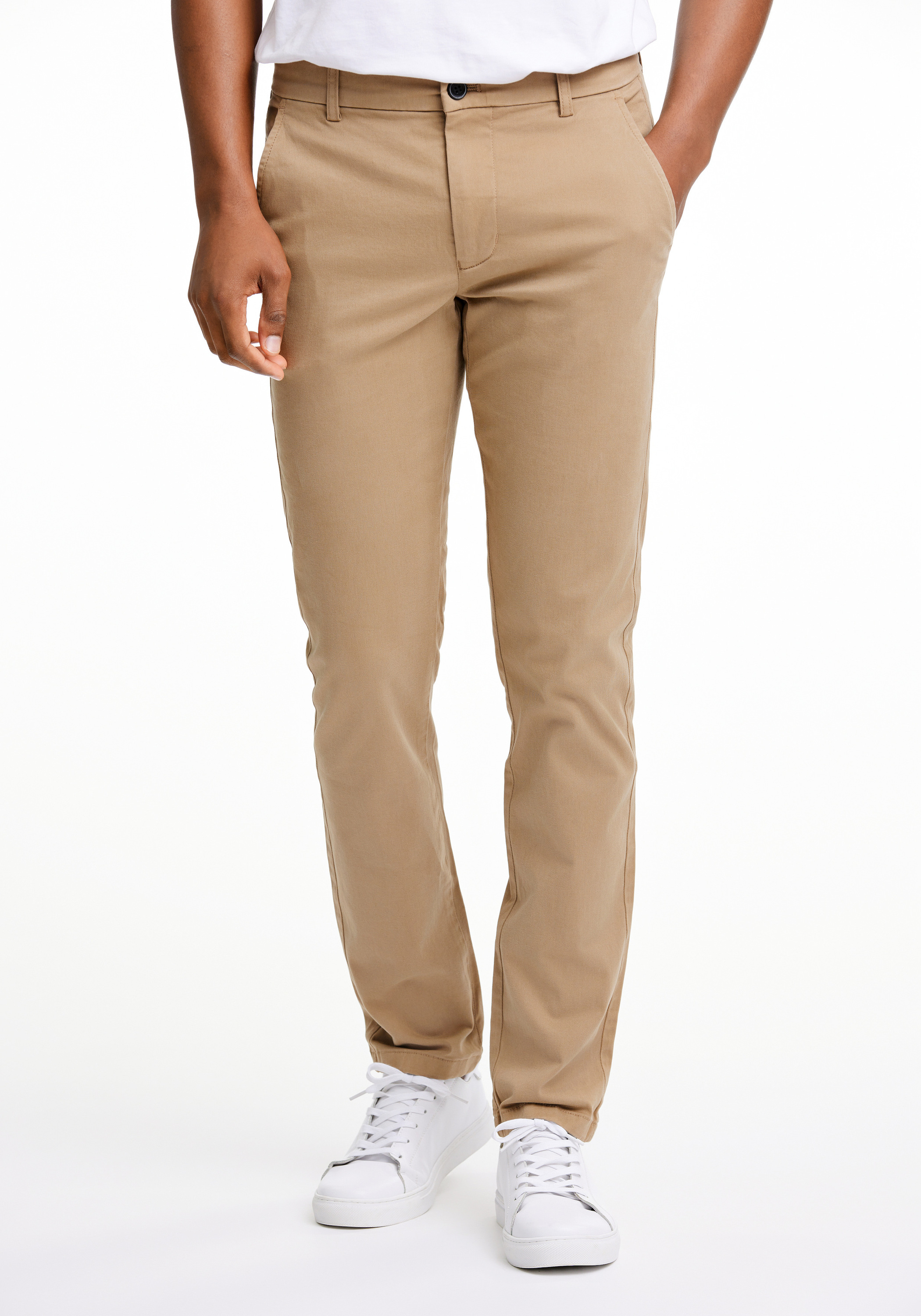 Chinos LINDBERGH "Lindbergh Chino", Herren, Gr. 36, Länge 34, beige (deep sand), Obermaterial: 98% Baumwolle, 2% Elasthan, slim fit, Hosen