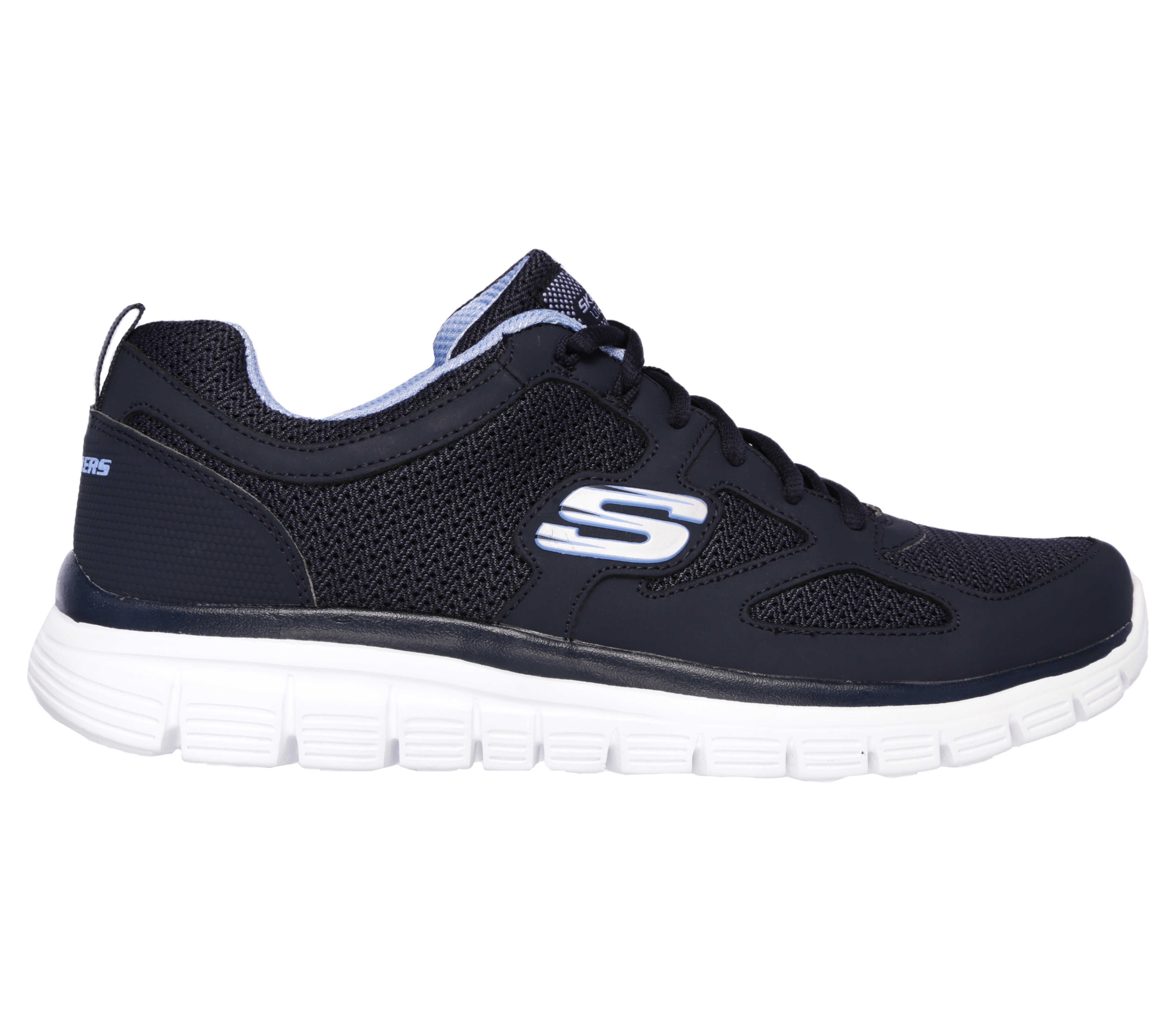 Sneaker SKECHERS "BURNS-AGOURA", Damen, Gr. 39, navy, Leder, Textil, kontrastfarbene Details, Schuhe Sneaker, Schnürschuh, Sportschuh mit Memory Foam