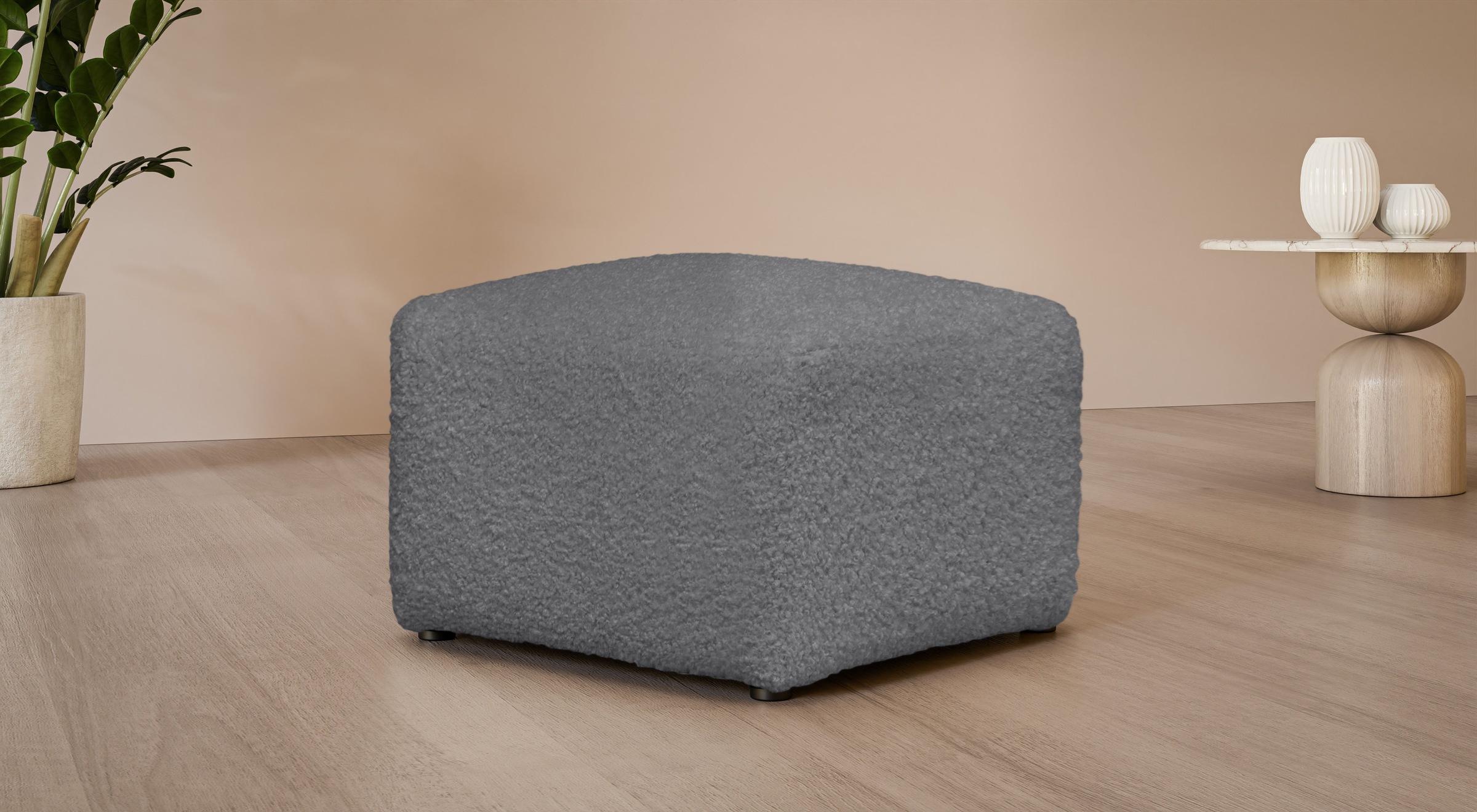 Polsterhocker "YANI Sitzhocker mit Wellenunterfederung, Maße B/T/H: 65/65/46 cm", grau (dunkelgrau), B:65cm H:46cm T:65cm, 100% Polyester, LEGER HOME BY LENA GERCKE, Hocker, Polsterhocker, kleiner Hocker passend zur Serie Yani, in hochwertiger...