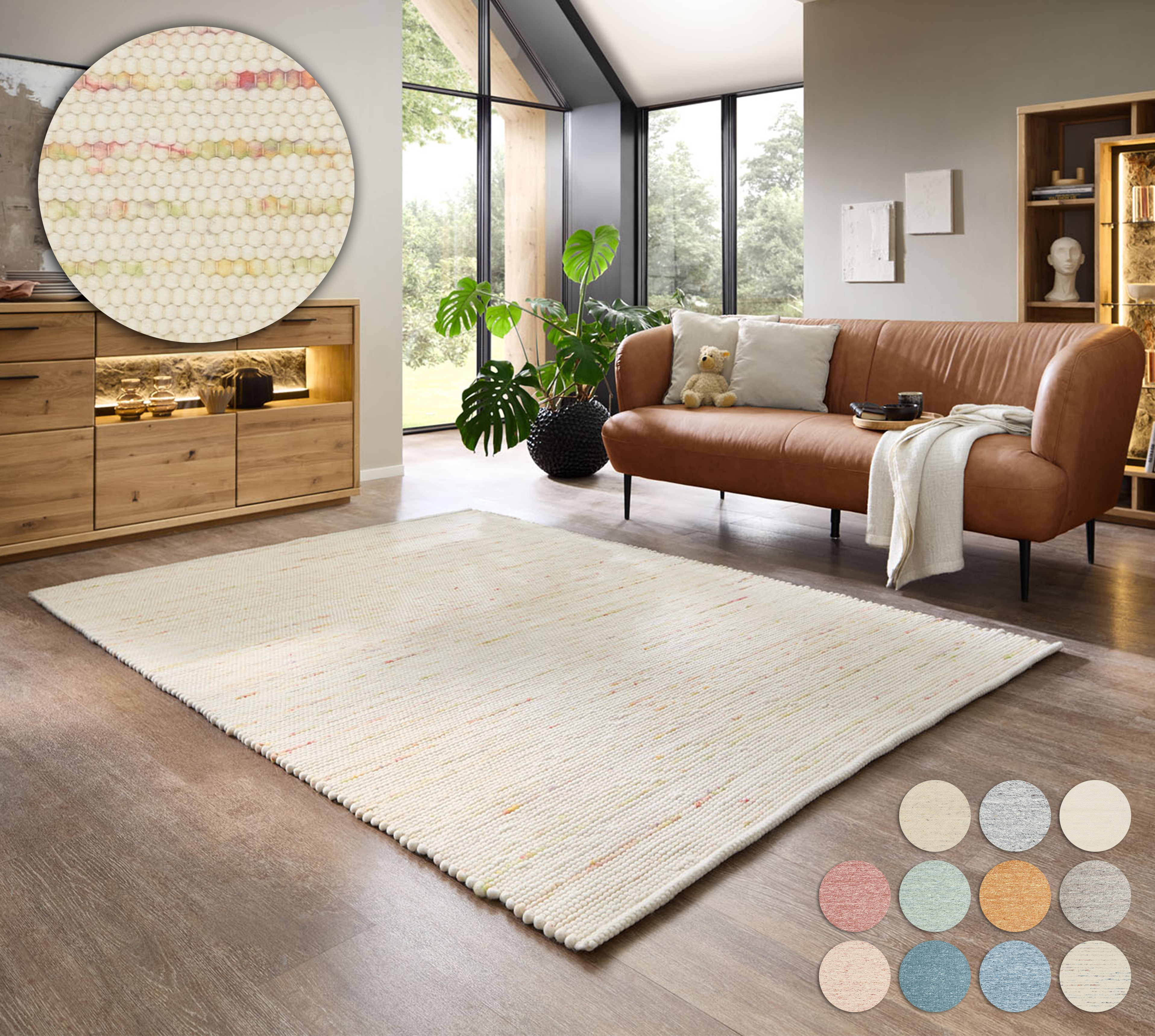 Wollteppich OTTO HOME "Pirker", bunt (pastell), B:190cm H:12mm L:290cm, Schurwolle, Teppiche, Wendeteppich, meliert, reine Wolle, handgewebt, Scandi, Wohnzimmer Image