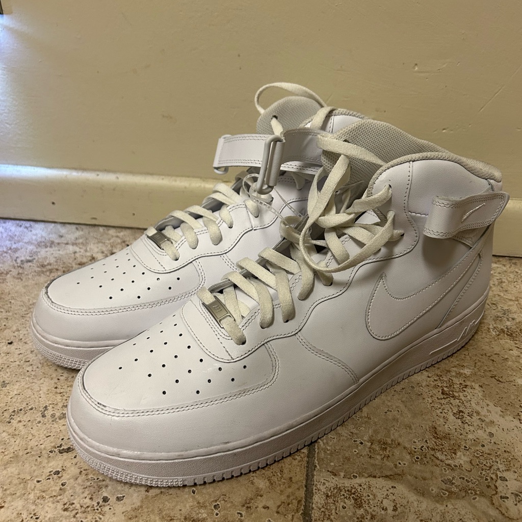 Nike Shoes | *New* Men Nike Air Force 1 Mid '07 Leather Triple White (Cw2289 111) | Color: White | Size: Various