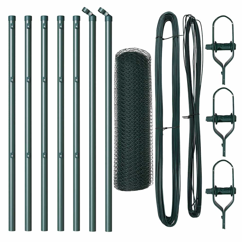 vidaXL Zaunpfosten Grün 10 x 0,8 m (13 mm Maschen) Stahl und PVC Image