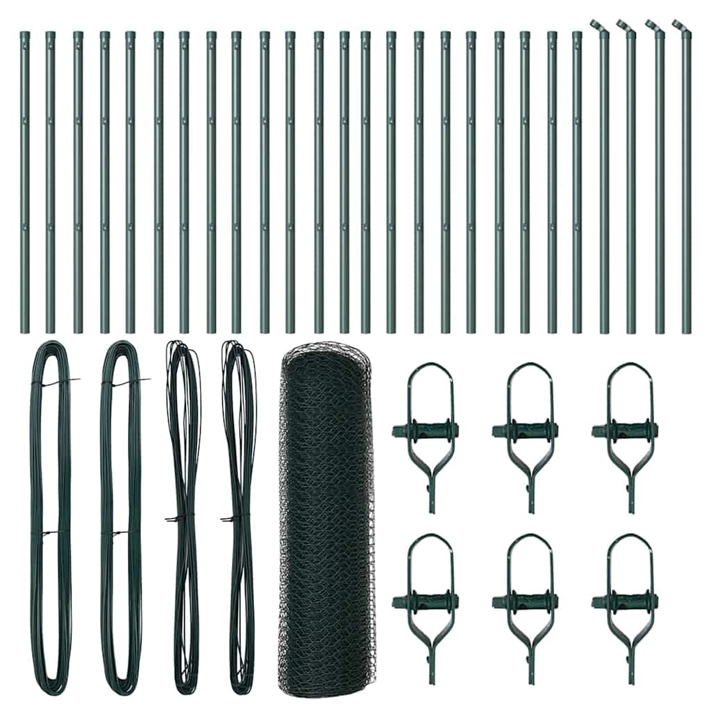 vidaXL Zaunpfosten Grün 50 x 0,6 m (13 mm Maschenweite) Stahl und PVC Image