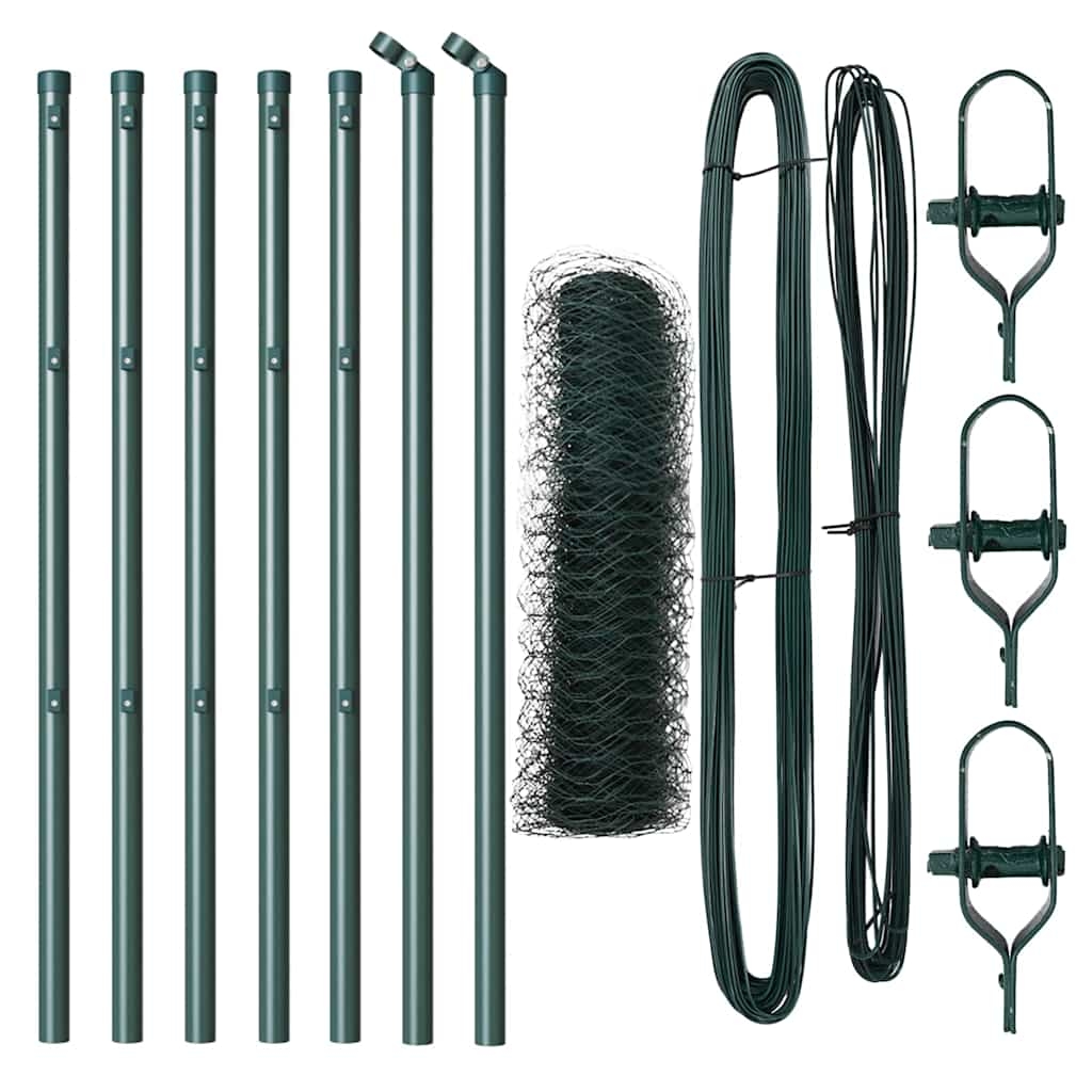 vidaXL Zaunpfosten Grün 10 x 0,6 m (50 mm Maschen) Stahl und PVC Image