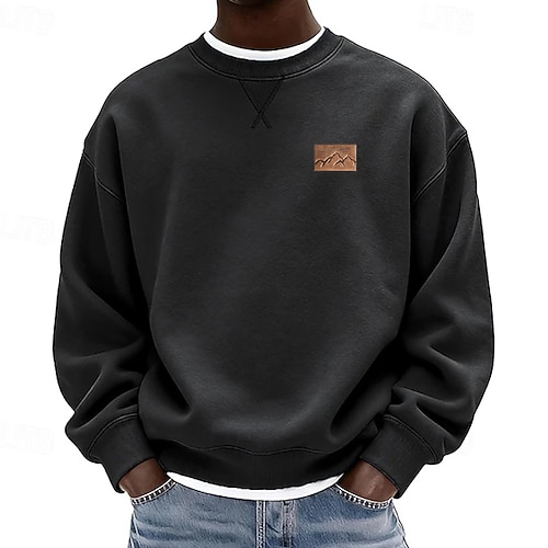 Homme Couleur Pleine Sweatshirt manche longue Pulls molletonnés Col ras du cou Vêtements de sport Classique Occasionnel Quotidien Toutes saisons Bleu Noir Bleu Roi Vêtement Tenue Designer Impression