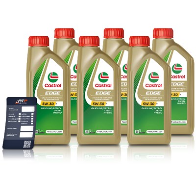Castrol 6x 1 L EDGE 5W-30 M + Ölwechsel-Anhänger [Hersteller-Nr. 15F6DA]