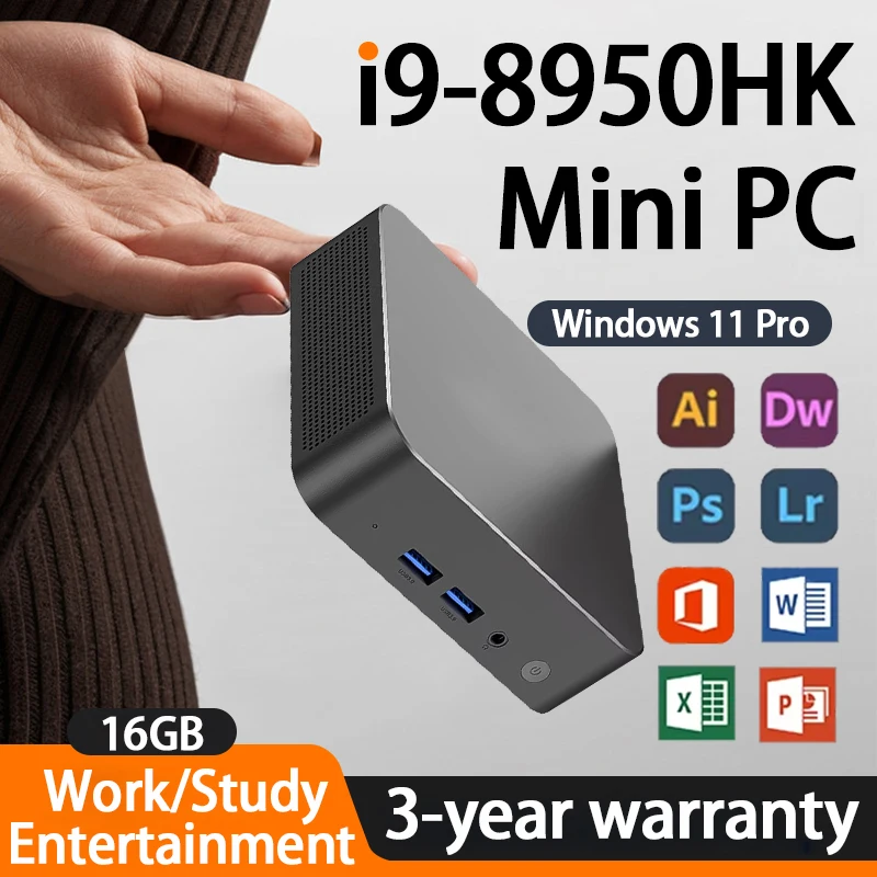 New Mini PC Windows 11 Pro Core i9 8950HK i3 6100U 16GB DDR4 1TB SSD WIFI6 BT5.2 4K HD Mini Gaming Pc Office Computer Leisure