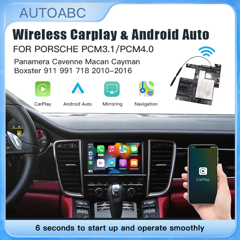 AUTOABC Wireless CarPlay Android Auto für Porsche Macan Cayman Cayenne Panamera PCM3.1 mit Mirror Link AirPlay-Funktionen Image