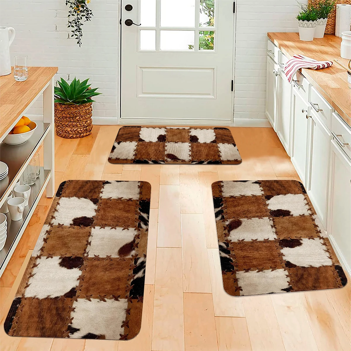 Spleiß kuh muster Eingangstür matte, Eingangstür matte, schmutz abweisende Tür matte, rutsch feste Fuß matte, Eingangs teppich Image
