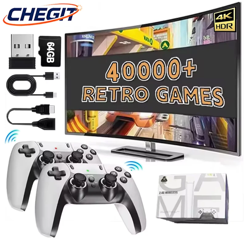 4K TV Game Stick M15 Video Game Console 64G Built in 3/40000 Games Wireless Controller Gamepad Retro Handheld Game Console